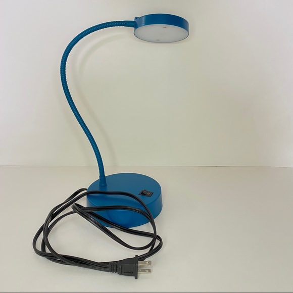 Turquoise Blue LED Plug-In Desk Lamp w/ USB Port - Picture 3 of 9